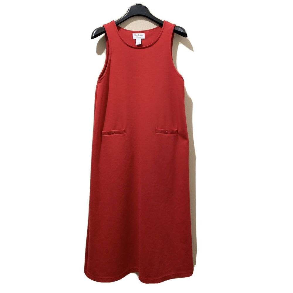 Westbound Sheath Dress Women PS Red Sleeveless Pocket Midi Stretch Excellent